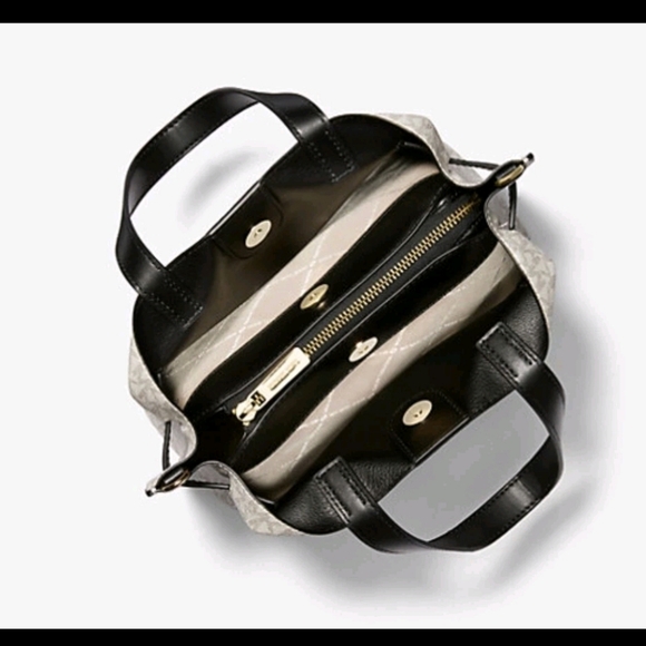 Michael Kors Emilia Black and Cream Signature Tote - Picture 3 of 5